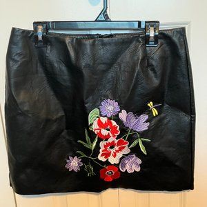 H&M embroidered leather skirt
